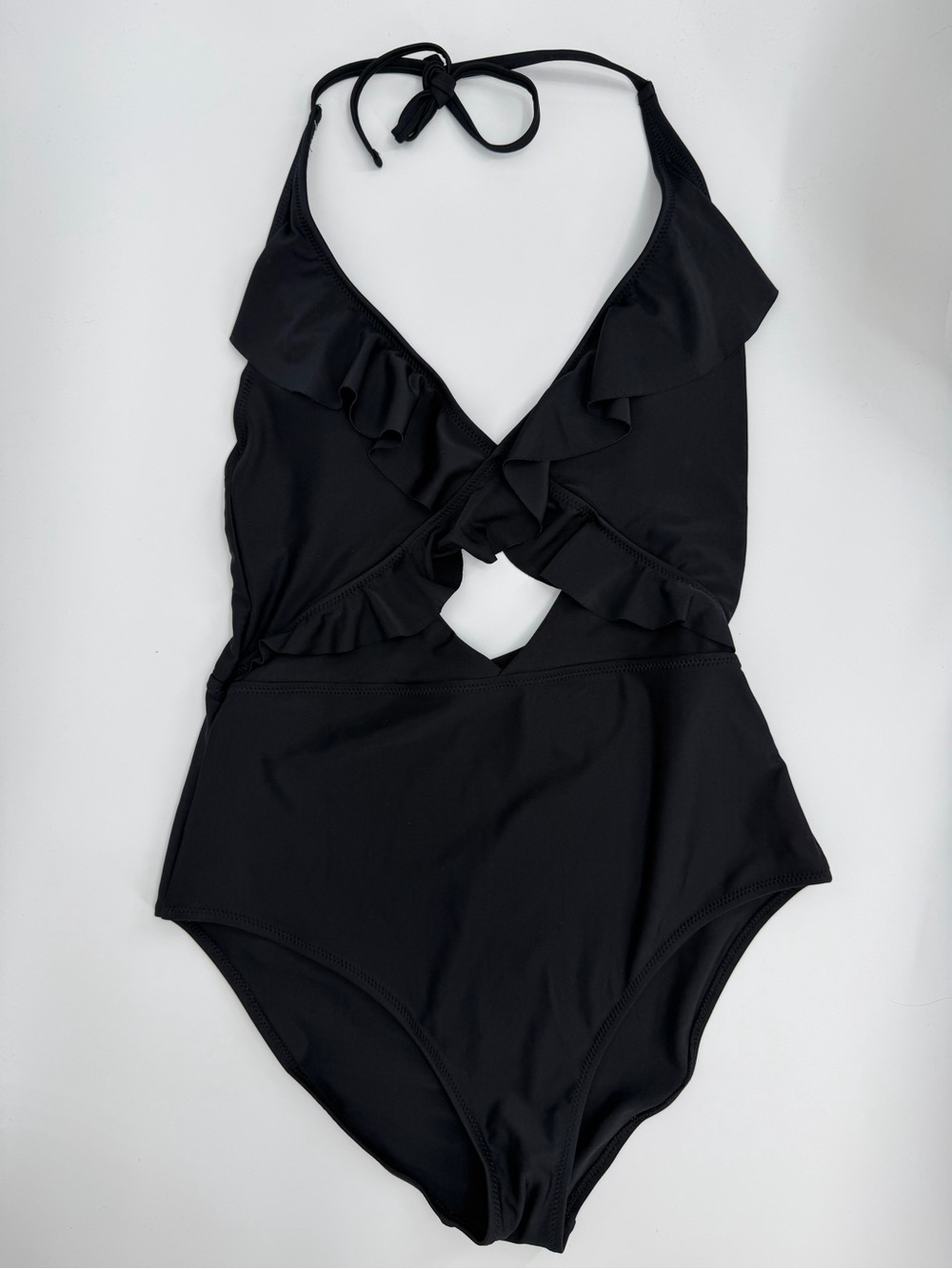 NWT Aerie Full Coverage Ruffle One Piece Swimsuit in Black - Picture 6 of 9
